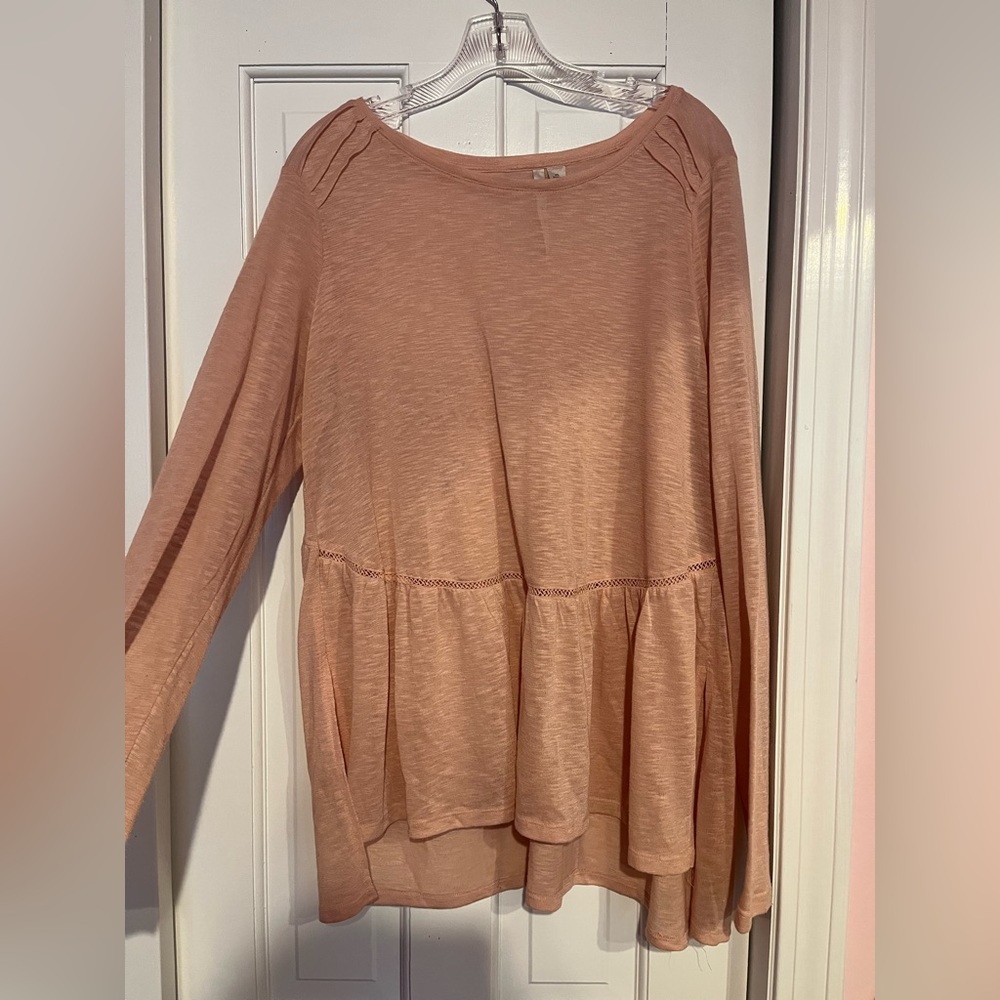 LC Lauren Conrad Peach Colored Blouse With Scoop Neckline